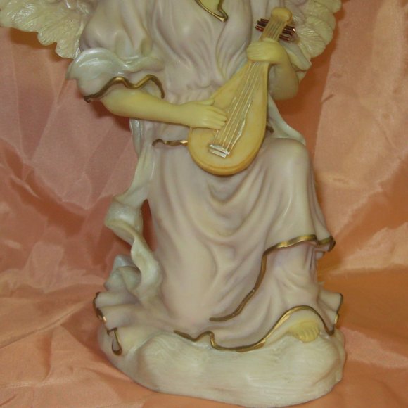 Two 15" Angels Playing Instruments Statues - Picture 11 of 12
